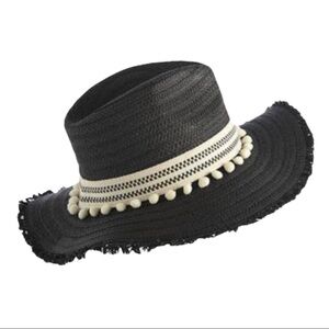 SHIRALEAH Vegan Black Straw Baracoa Beach Hat NWT